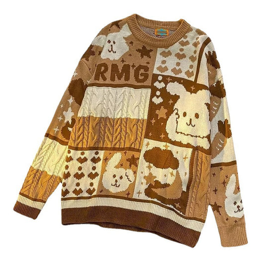 Rundhalset Sweater Mænd Retro Gade Løs