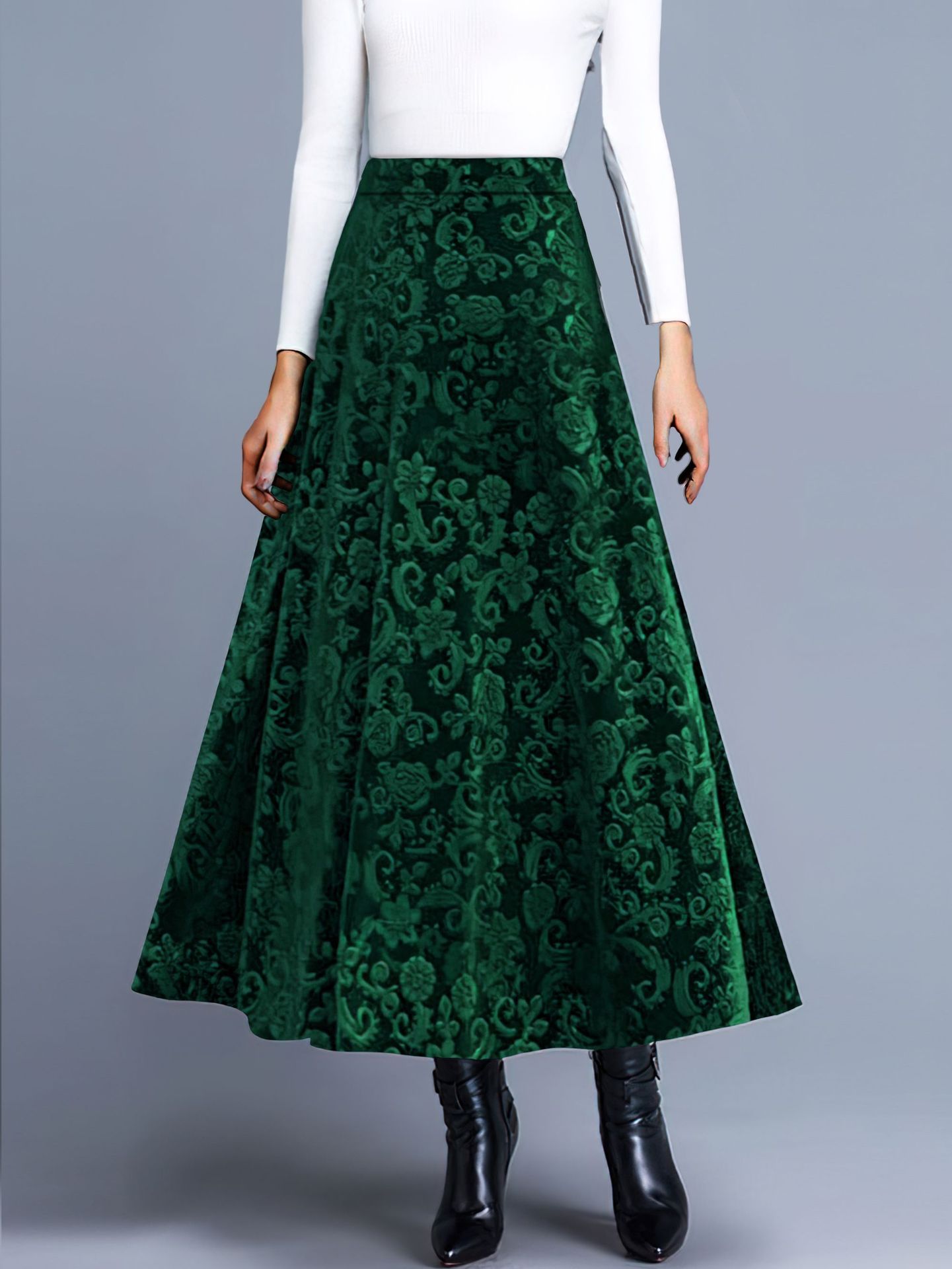 Spring And Autumn New Sexy European And American Simple Velvet Print Skirt Women
