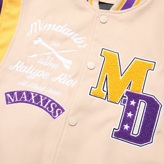Bogstavmaskinbroderi Baseballuniform Mænds Hip Hop Syning PU Læderjakke
