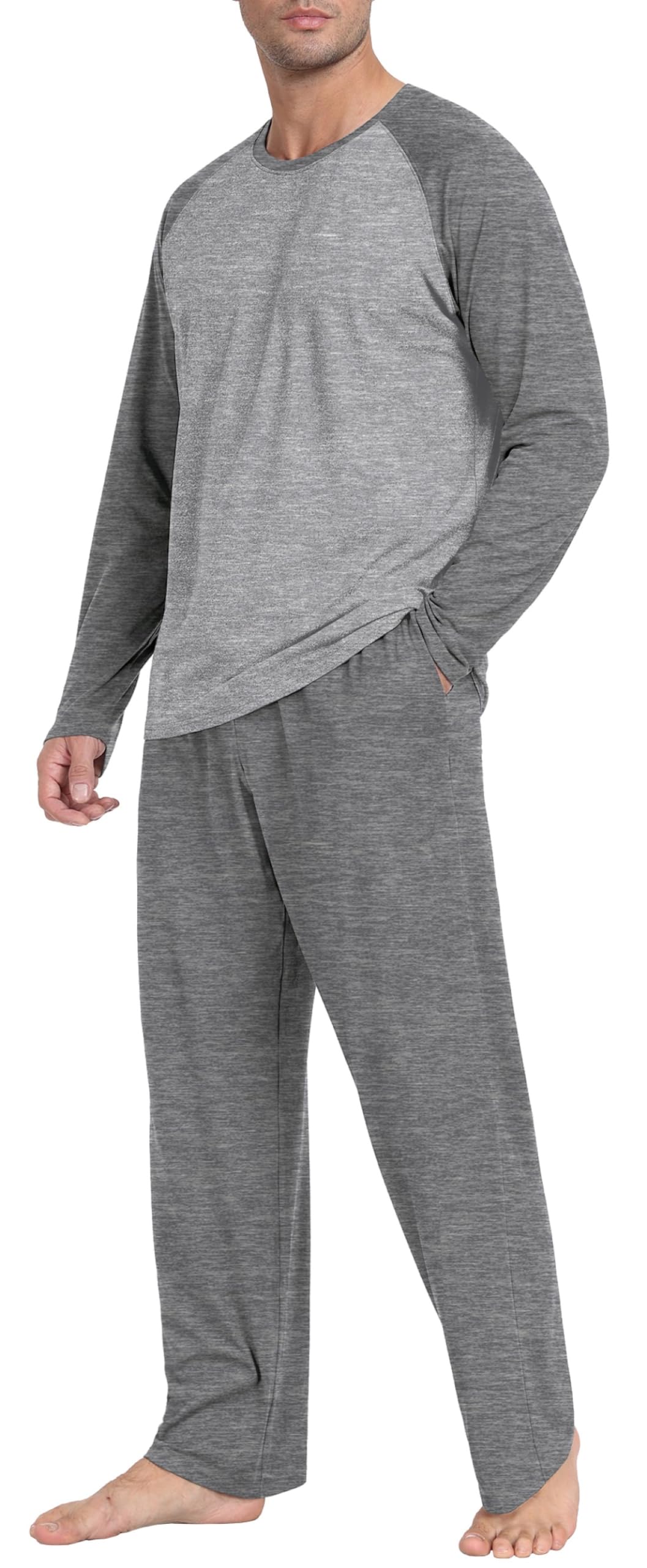 PrinStory Pyjamasset för män nattkläder pyjamas långärmad topp och byxor sovset