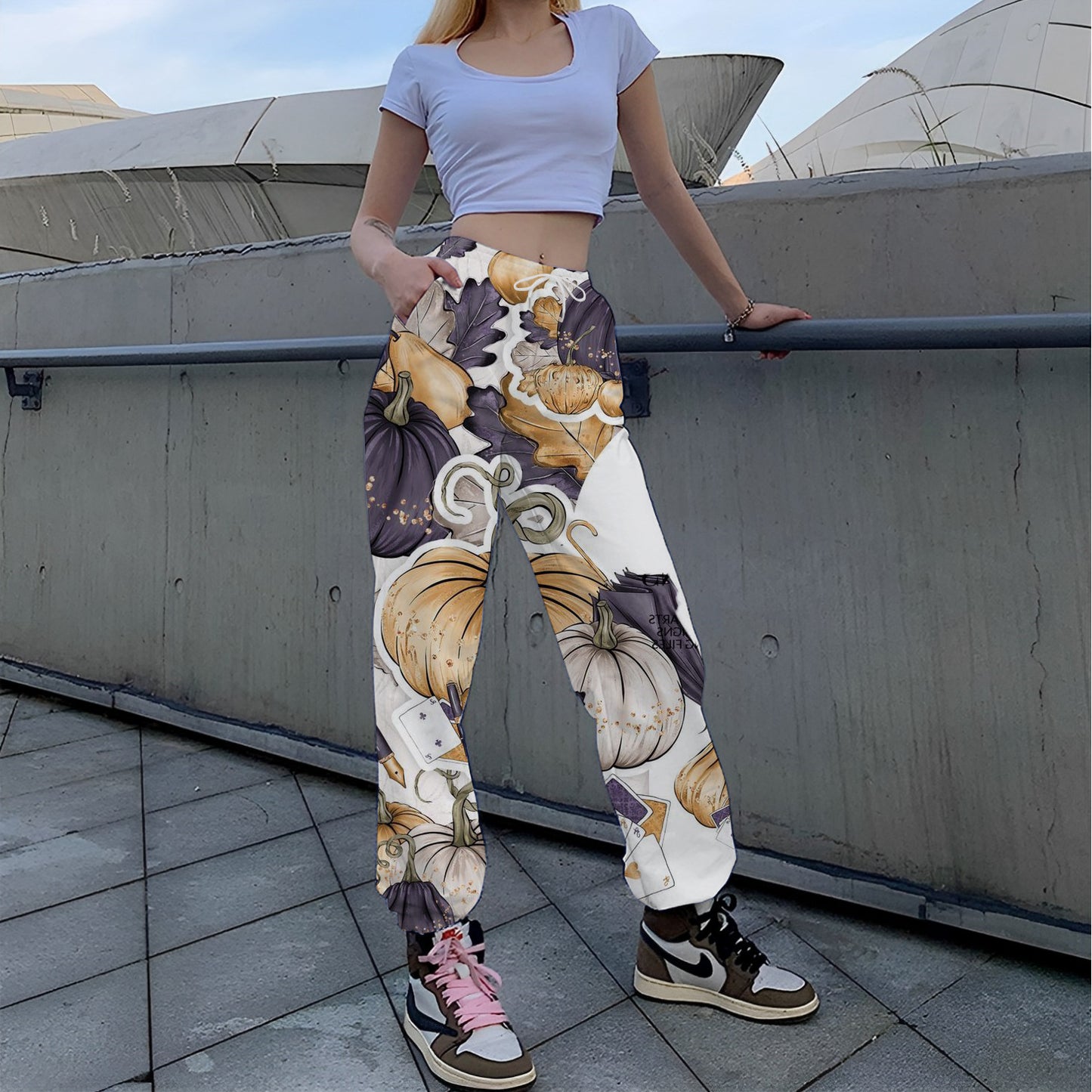 Printed Loose Tappered Sports Pants Fashion