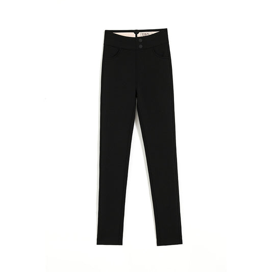 Autumn And Winter Double Buckle Shark Black Leggings