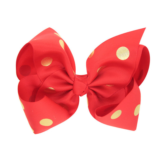 8 Inch Large Bronzing Dot Bow Hair Clip