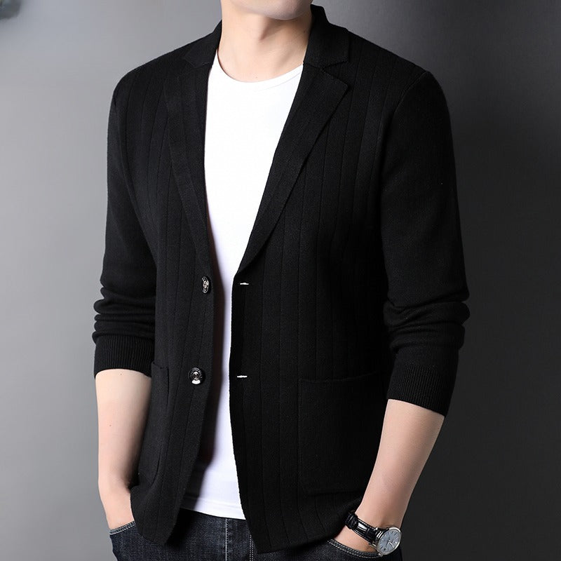 Herre Uld Strikket Habitjakke Koreansk-Stil Trendy Sweater