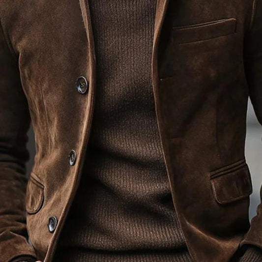 Mens Retro Casual Suede Work Jacket
