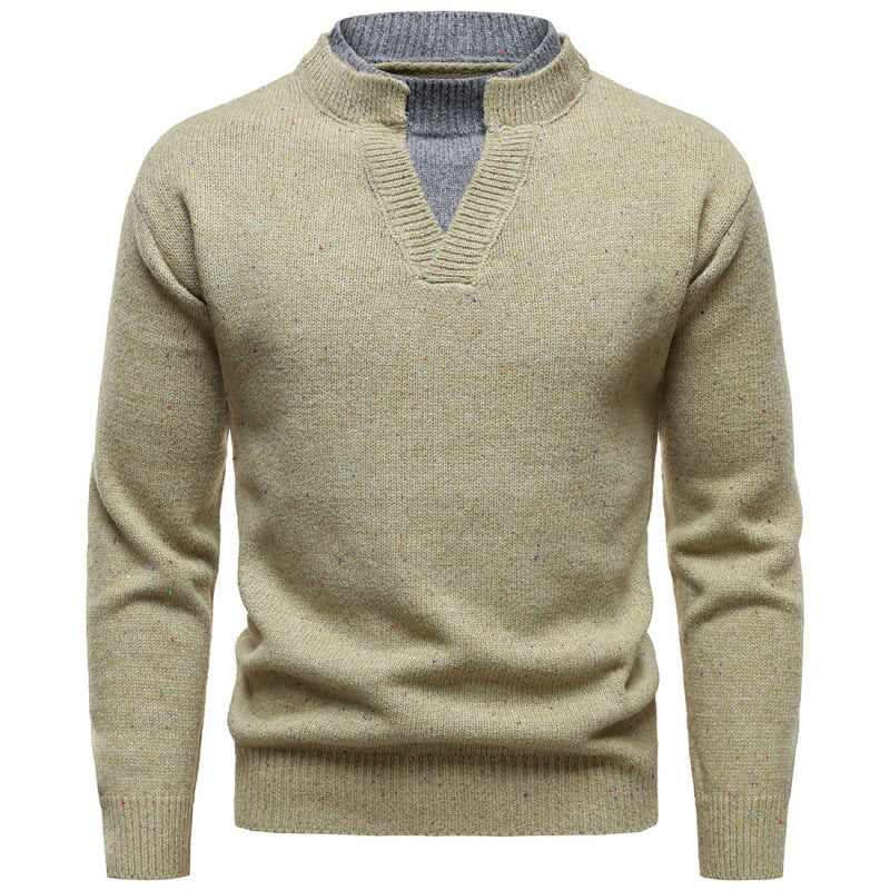 American Retro Fake Two-piece V-neck Dotted Sweater