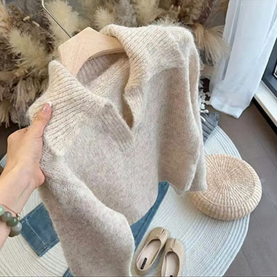 Idle Style Lapel Casual Design Sense Niche Slimming Sweater