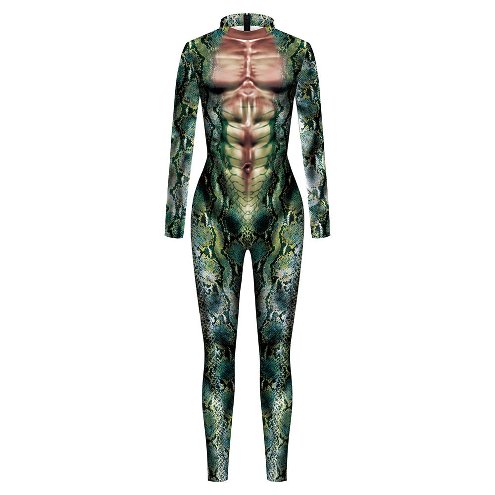Animal Snake Pattern 3D Digital Printing One Piece Dress Couple Dress One Piece Set Long Sleeve
