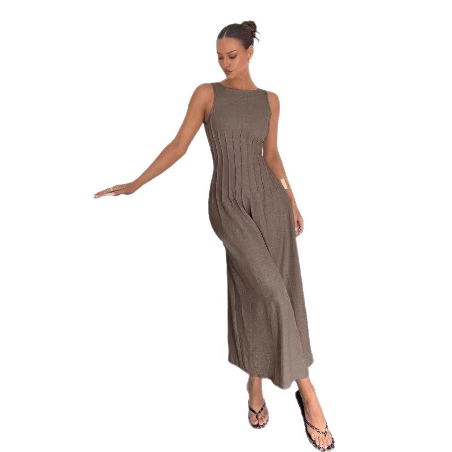 Solid-color Sleeveless Elegant Dress New Style