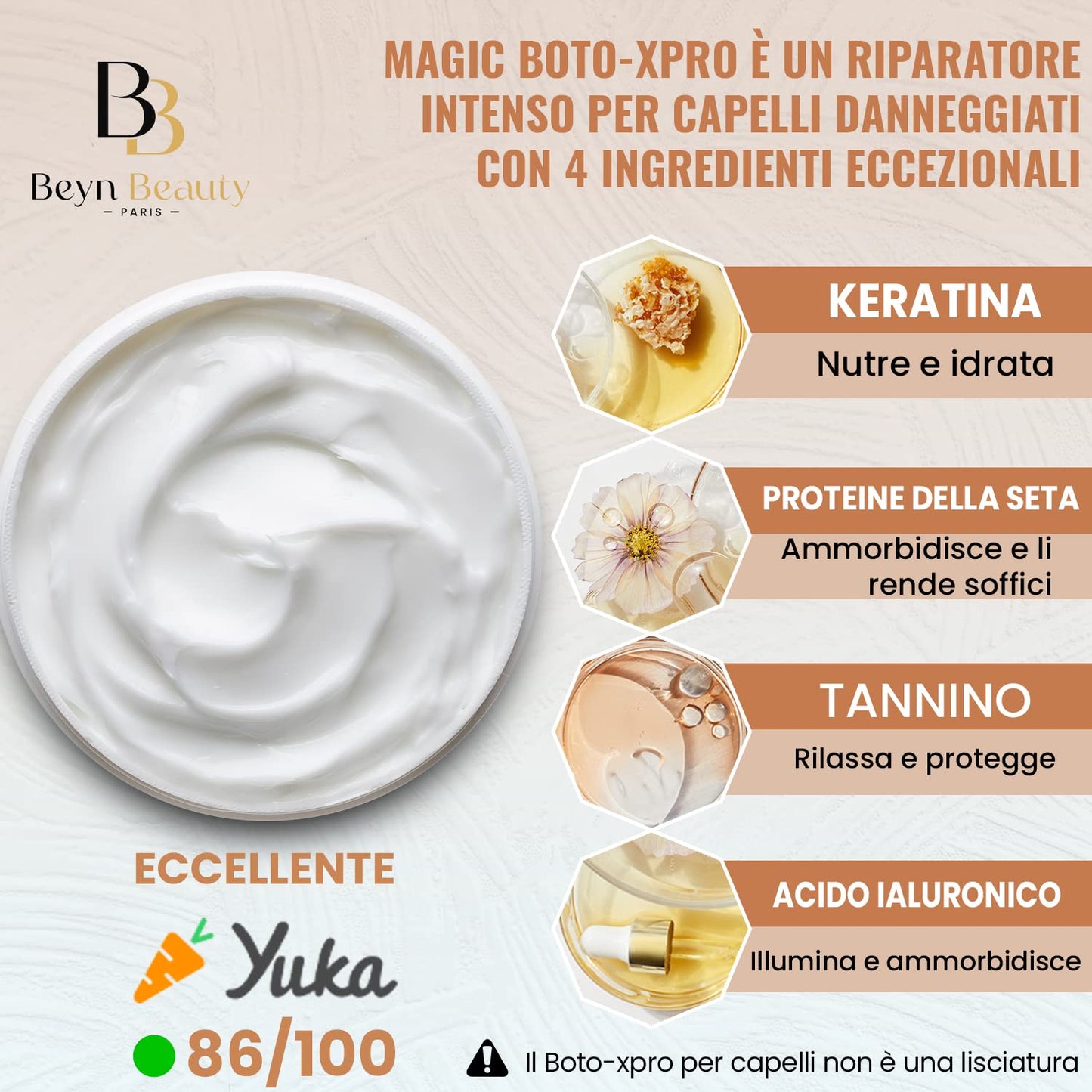 Beyn Beauty Magic Boto-xpro hårvård I hårbuto-xpro vård för skadat hår – återfuktar, reparerar och stärker hårkeratin – Made in France (Coco – Monoi)