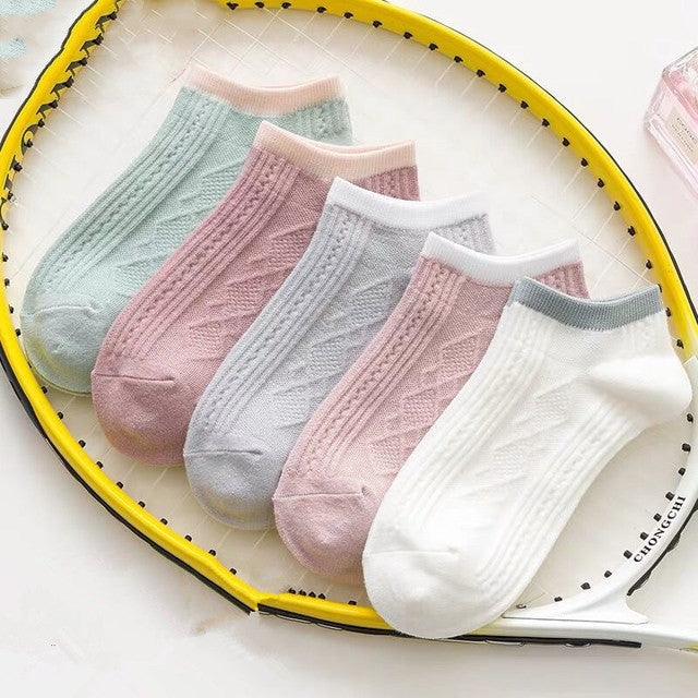 Bowknot Breathable Solid Casual Cotton Socks