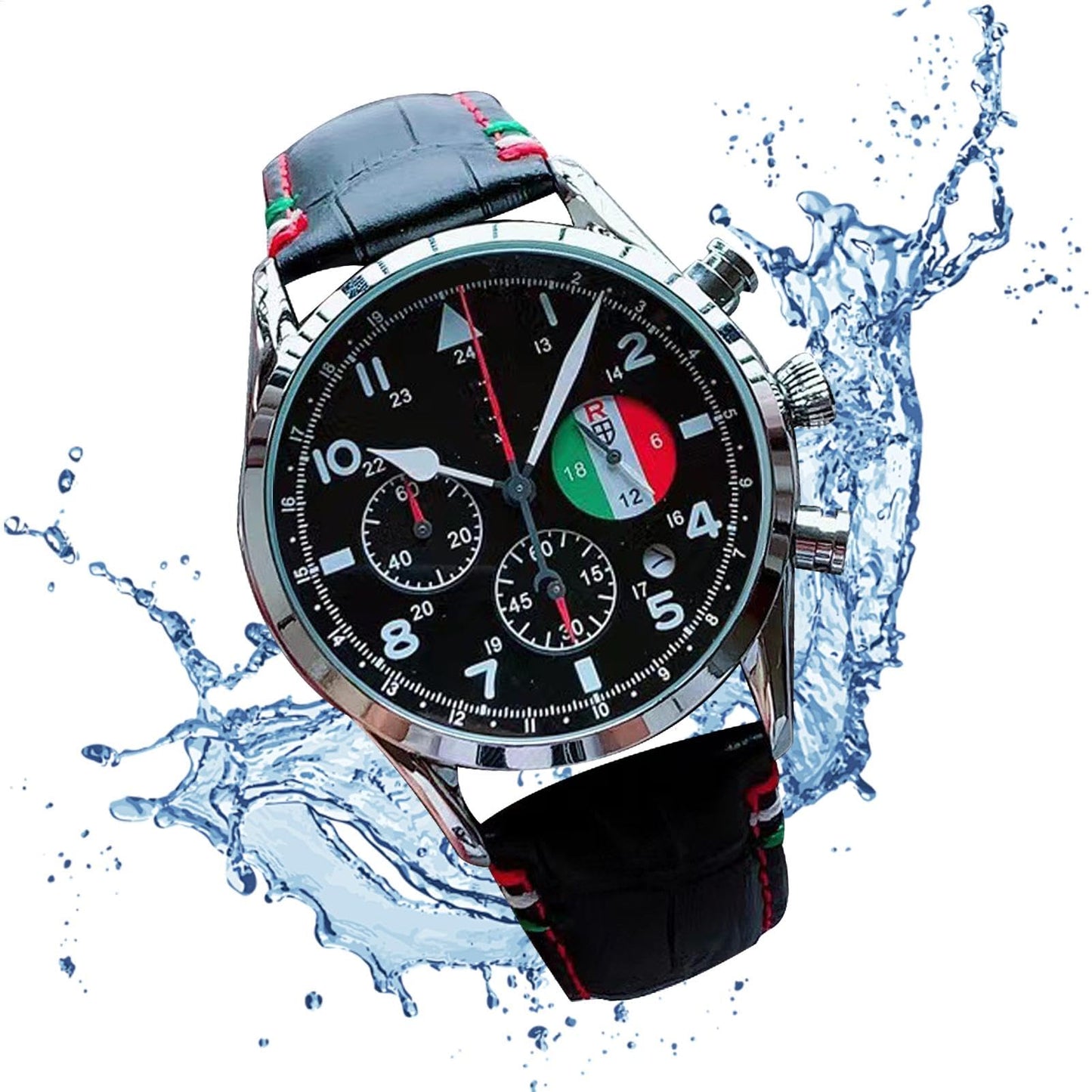 Analog Wristwatch, Mechanical Watch, Automatic Display Waterproof Stylish Men's Timepiece with Leather Strap for Business, Fashion, Calendar and 24-Hour Indication, 43mm Dial