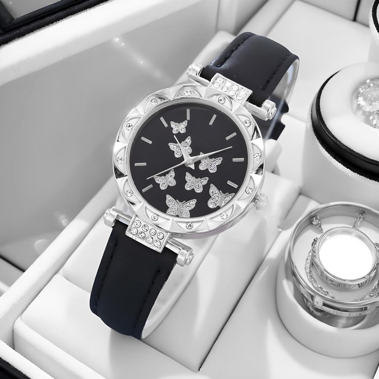 Womens Watches, Womens Watch - 5 stycken Butterfly Women Watch Set | Butterfly Fashion Lady Wristwatch med örhängen armband för kvinnlig, födelsedag och resor