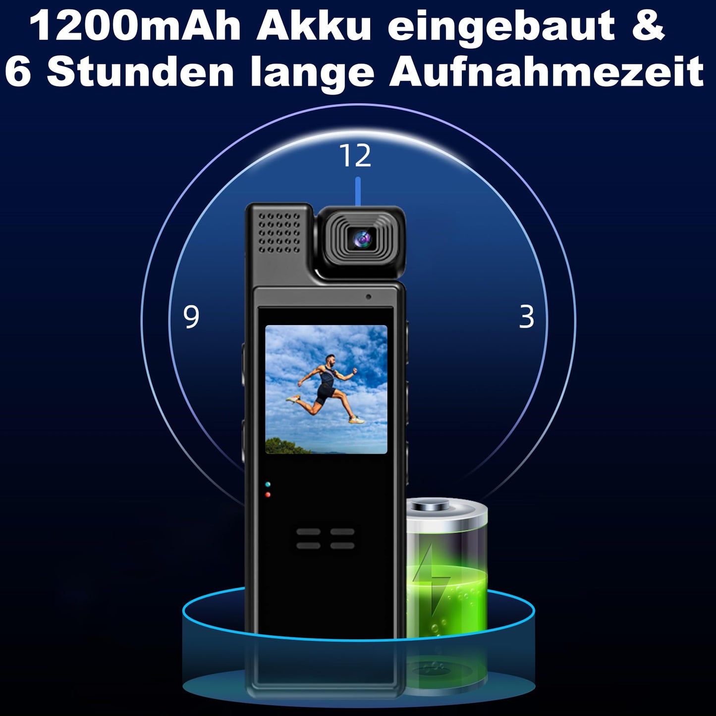 HD 1080P mini kroppskamera minikroppskamera 180° vridbar lins rörelsedetektering 6 timmars batteritid bärbar övervakningskamera, kroppskam för inomhus/utomhus sport cykling konferens