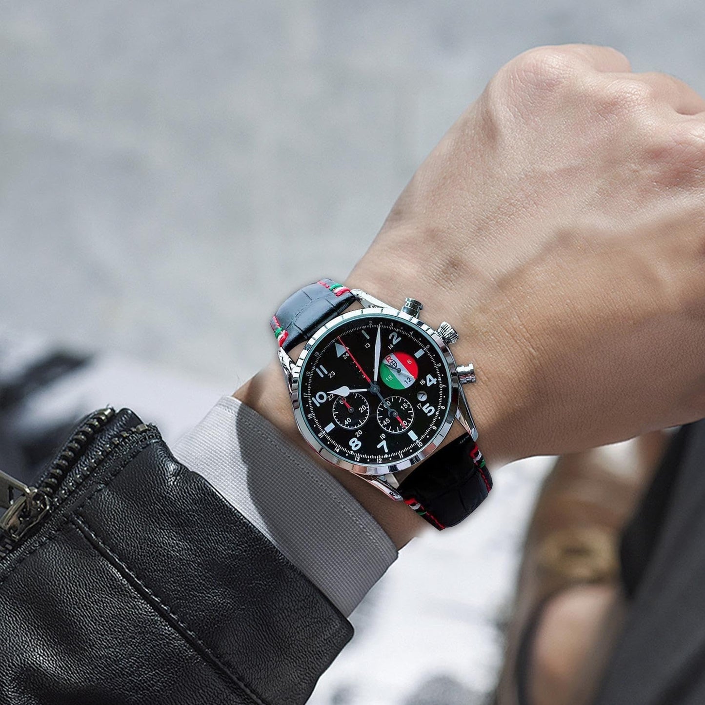 Analog Wristwatch, Mechanical Watch, Automatic Display Waterproof Stylish Men's Timepiece with Leather Strap for Business, Fashion, Calendar and 24-Hour Indication, 43mm Dial