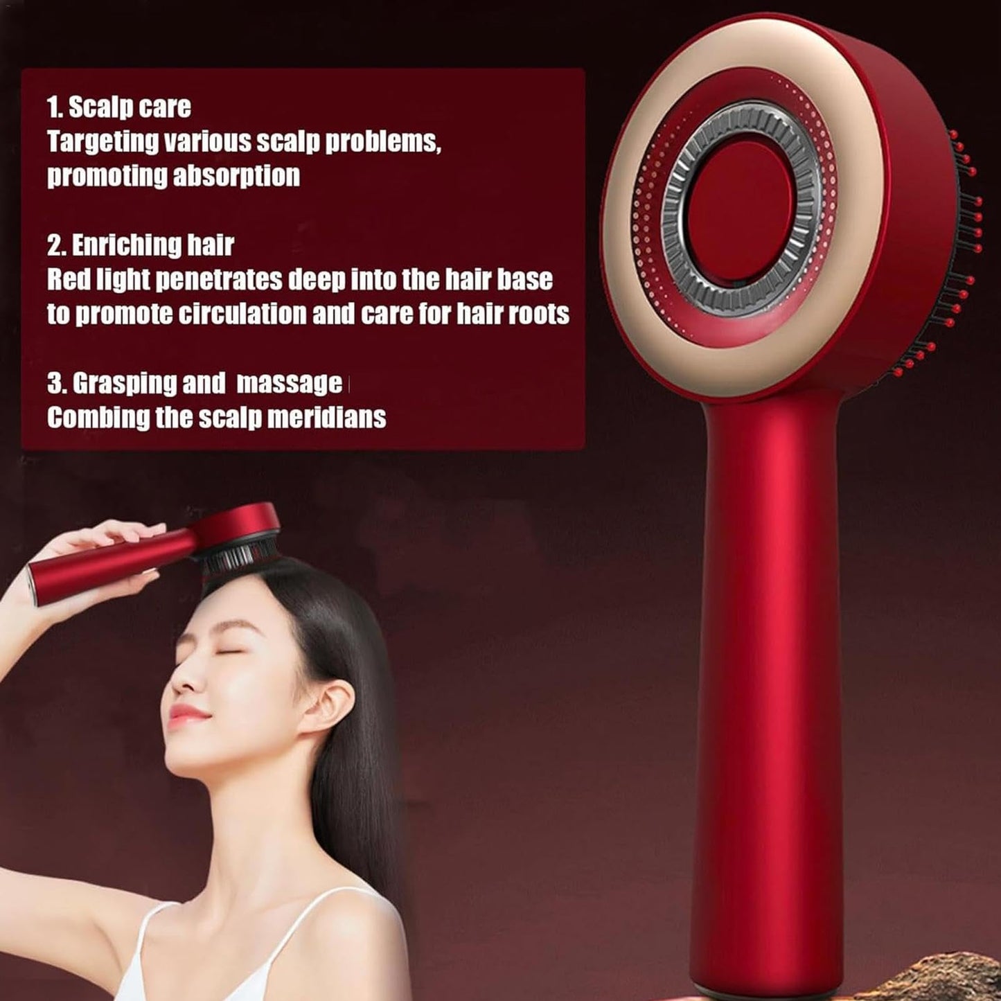 Massageborste För Hårbotten | Elektrisk Massageapparat Med Timing | Rödljusterapi Hårmassageapparat | 2-i-1 Hårbottenmassager Och Applikator För Hårolja | För Huvudavslappning, Hårvård Och Hårväxt