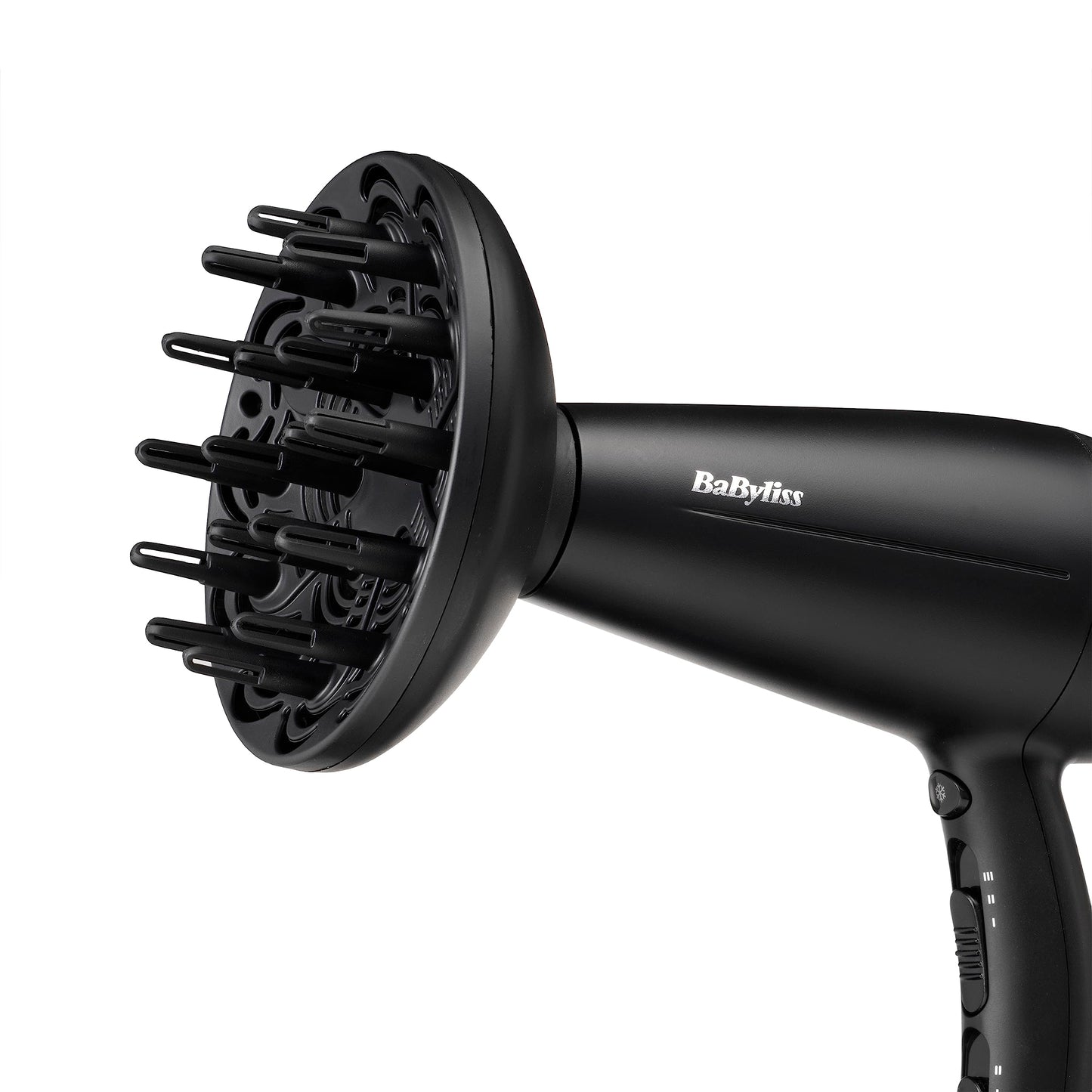 BaByliss Turbo Smooth Hårfön - 2200 W Kraftfull Hårtork, Stor Diffuser, Joniserad Frissfri Styling, 3 Värme- & 2 Hastighetsinställningar, Svart, D572DE