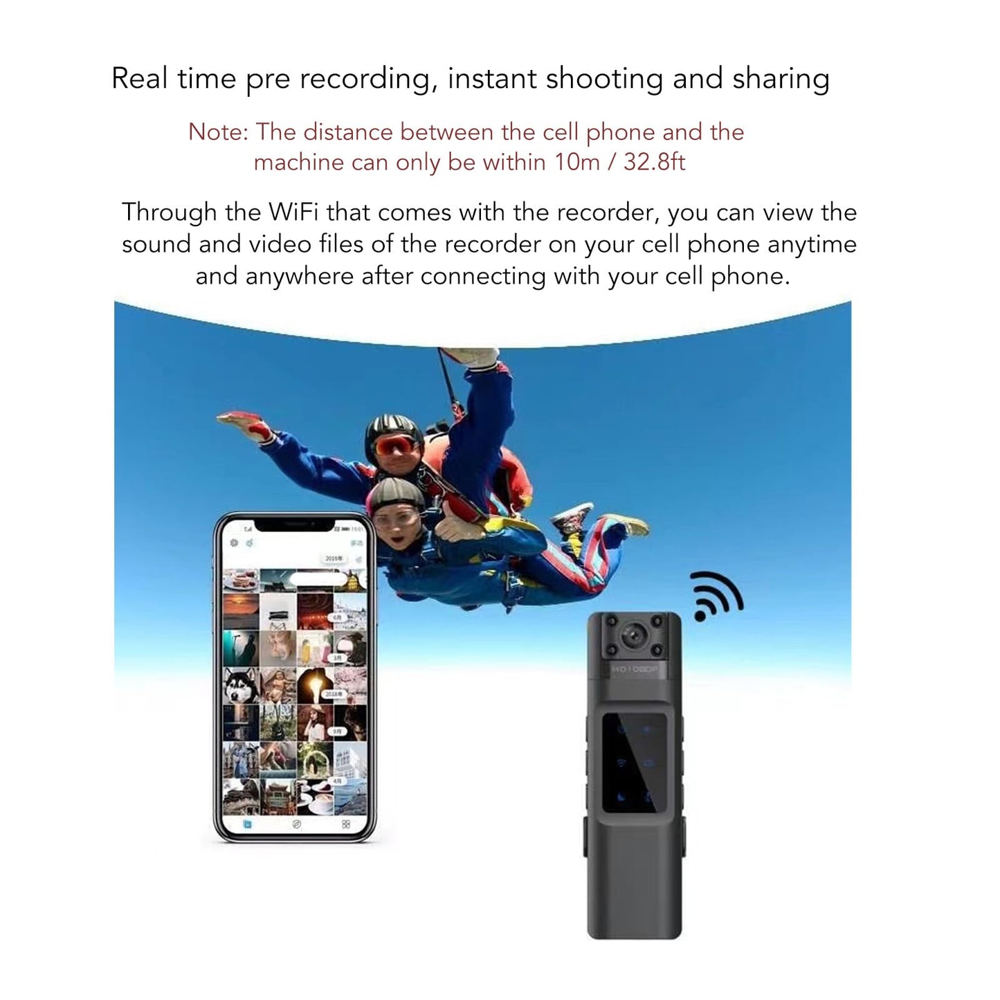 WiFi Small Body Camera, 1080P Police Body Cam med 180° Roterbar Lins, Säkerhetsvideo Kompaktkamera med IR Night Vision för Resor, Förare, Delivery Man, Föreläsning