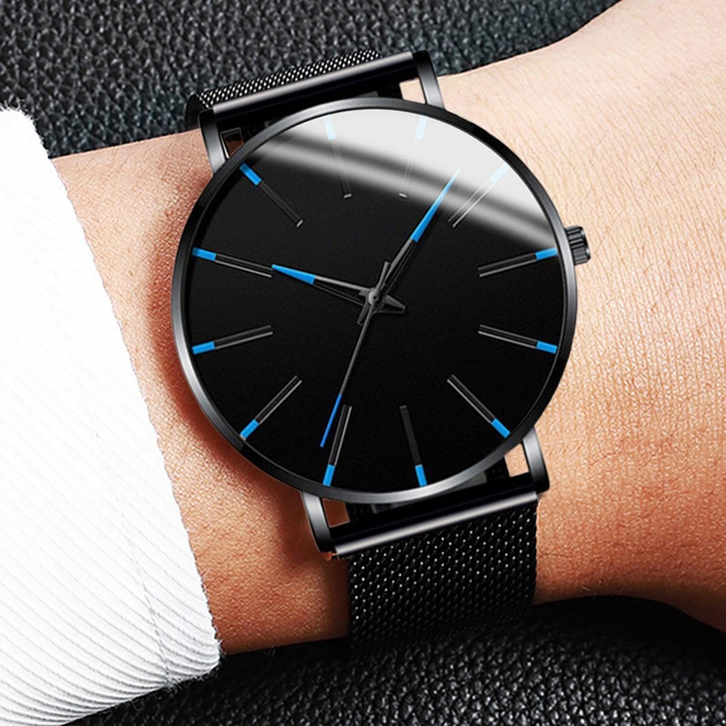 Wrist Watches, Analog Quartz, Sports Chronograph Watch Fashion, Timepiece Stylish Wristwatch Band, Luxury For Men's Business Watch Durable Leather, Battery Included, 1.57in