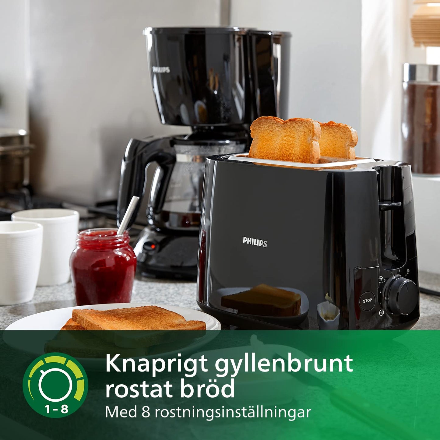 PHILIPS HD2581/90 Brödrost, Svart, 18.8 x 27.5 x 15.6 cm