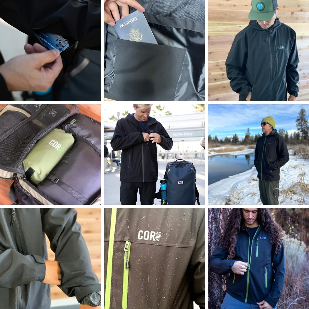Men's Packable Travel Rain Jacket | The Ultimate All-Round Rain Coat for Men with Secret Pockets