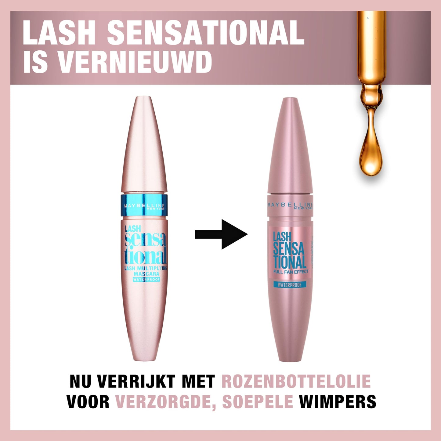 MAYBELLINE NEW YORK, volymmascara, Lash Sensational Waterproof Mascara, 9,4 ml