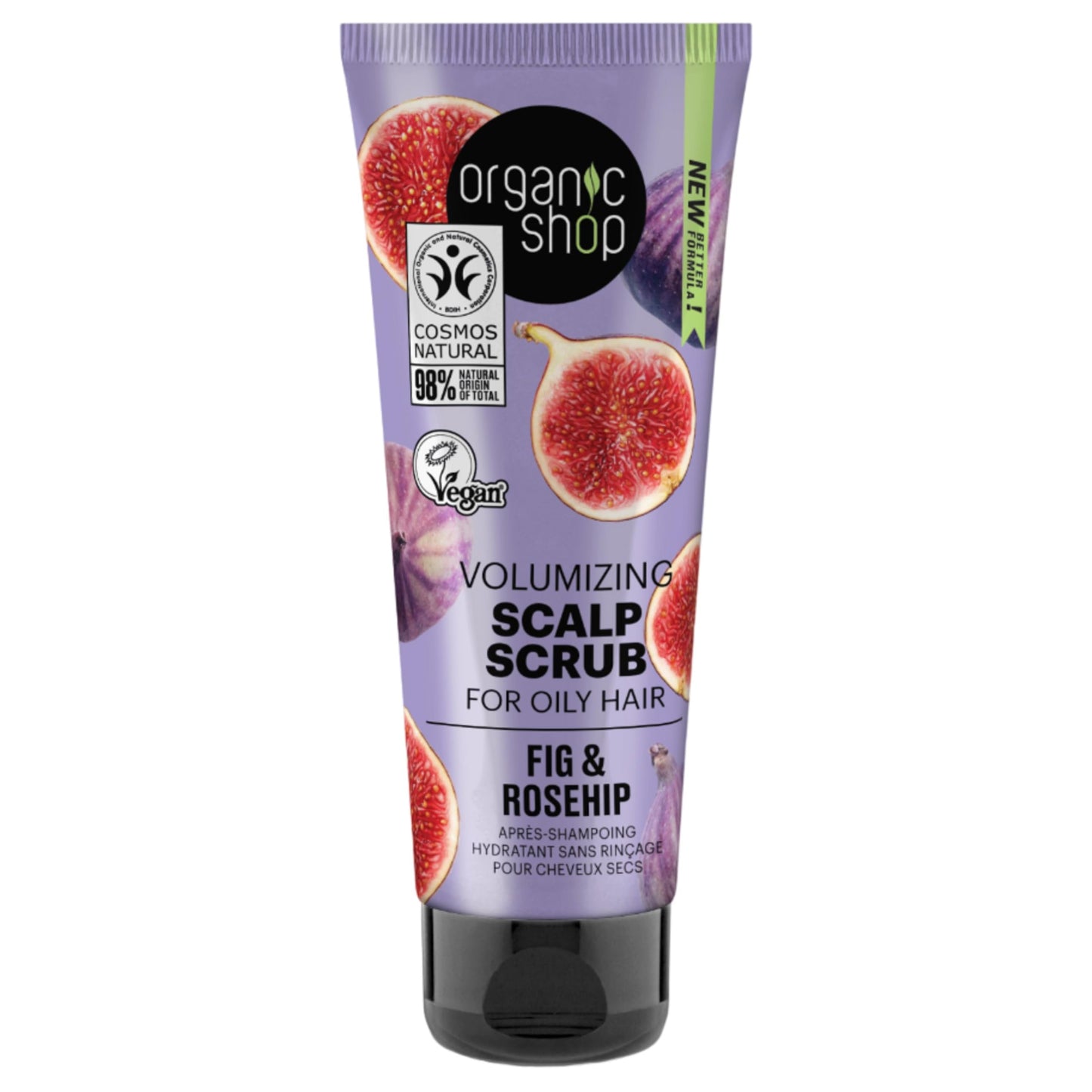 Organic Shop Volumizing Scalp Scrub för oljigt hår, fikon och nypon (75 ml)
