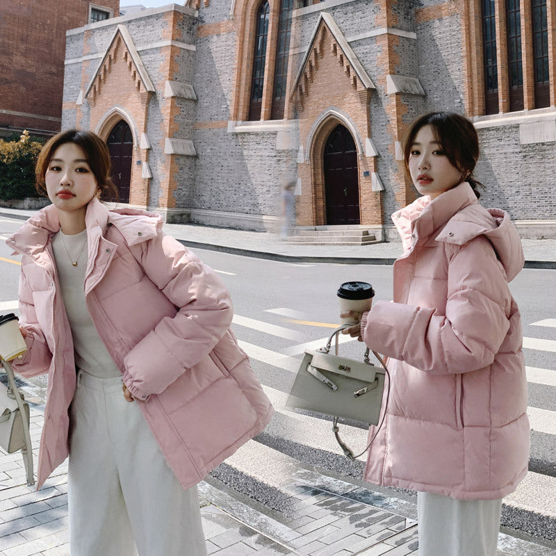 Short Hood Women's Thickened Korean Style Loose Small Down Coat