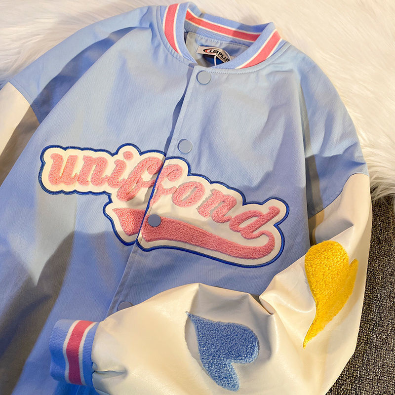 Loose Long Sleeve Top Embroidered Couple Baseball Jacket