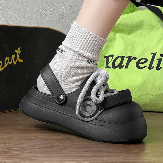 Earphone Shoes Thick Sole Height Increasing Hole Shoes Hollow Sandals