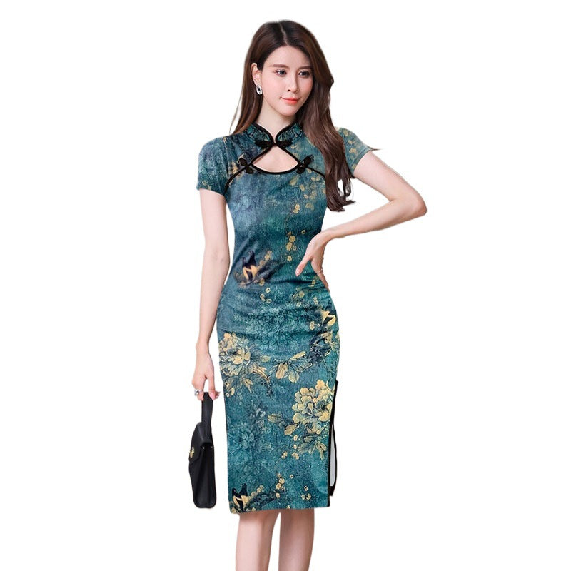 Vintage-inspired Mid-length Sexy Cheongsam With A Modern Chinese Twist