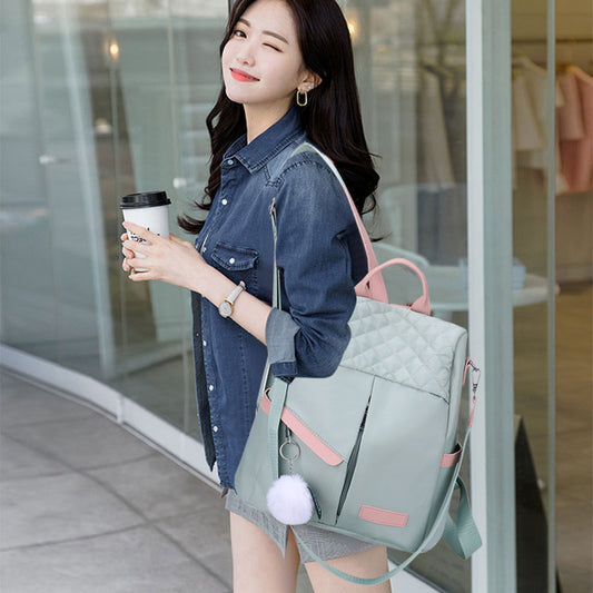 Fashion Casual Oxford Cloth Shoulder Bag Women's Contrast Color Large Capacity Waterproof Backpack