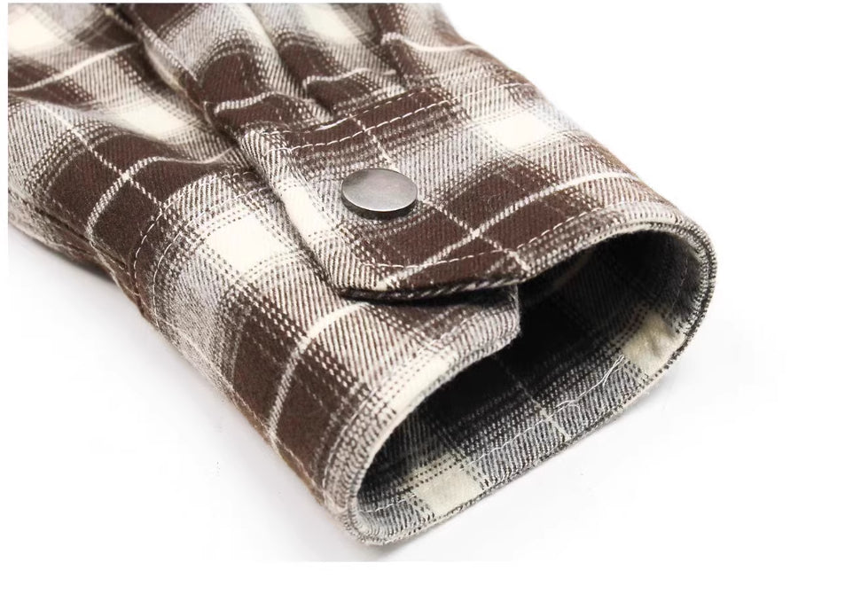 Lapel Retro Plaid Shirt Coat Top