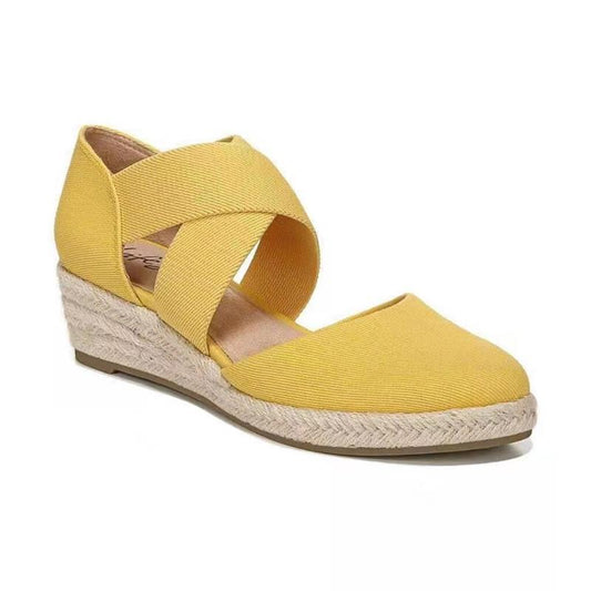 Wedge Hemp Rope Spot Leather European And American Pointed Rubber Wedge Fashion Sandals