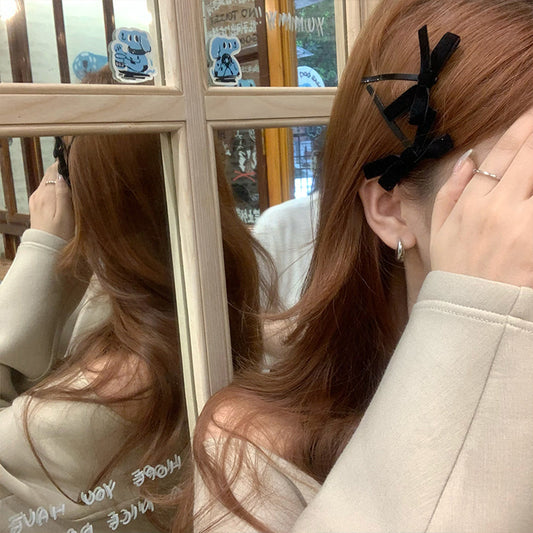 Black Velvet Bow Hair Rope Rubber Band