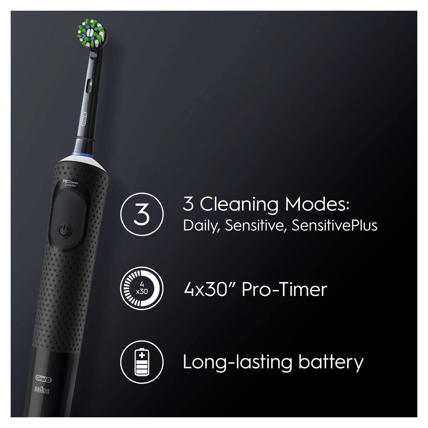 Oral-B Vitality Pro Svart Eltandborste, 1 Borsthuvud, Designed By Braun