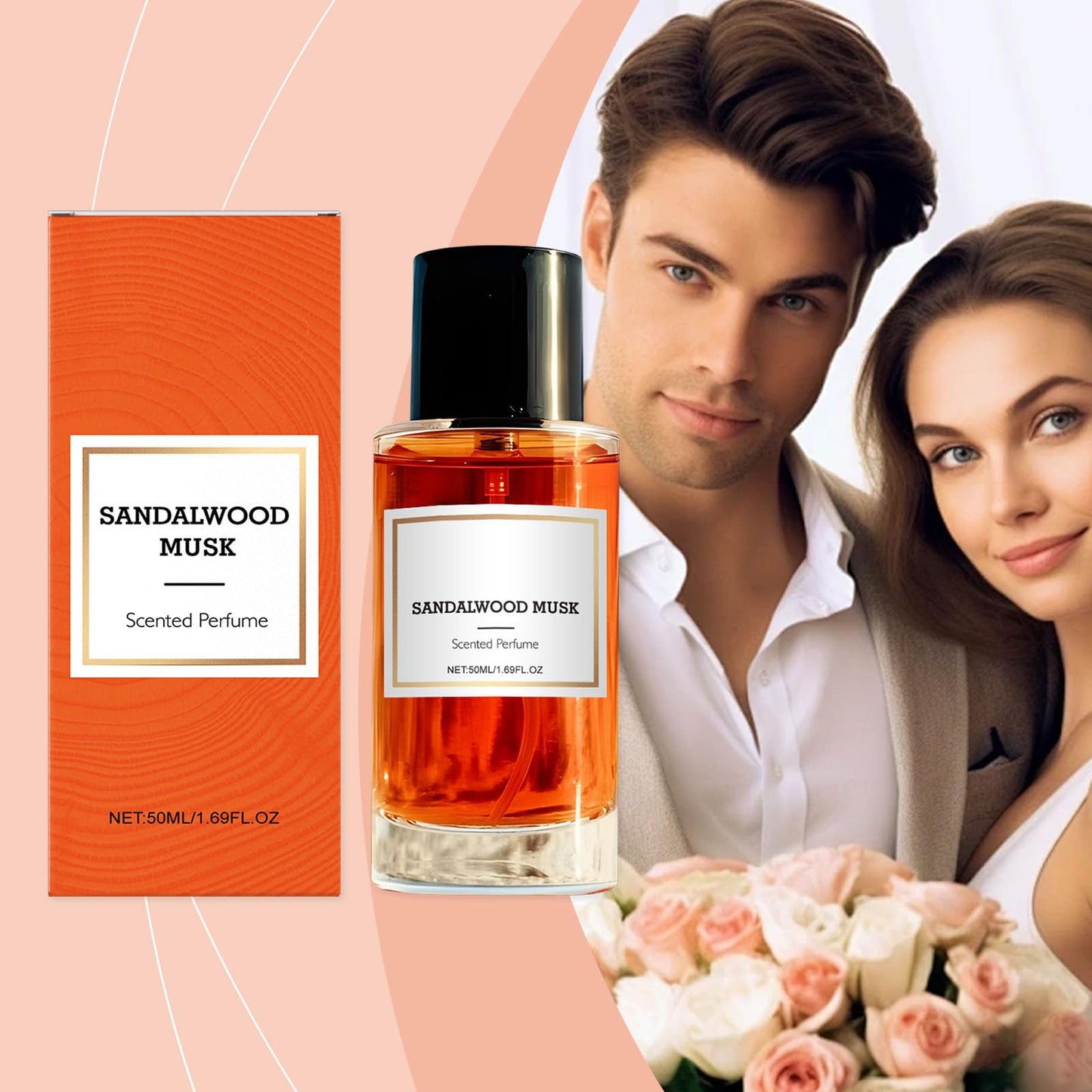 Sandelträ mysk perfum, oregelbunden doft i en elegant flaska långvarig unisex doft daglig användning & kontorsnödvändighet, naturlig reseparfym för män och kvinnor 50 ml