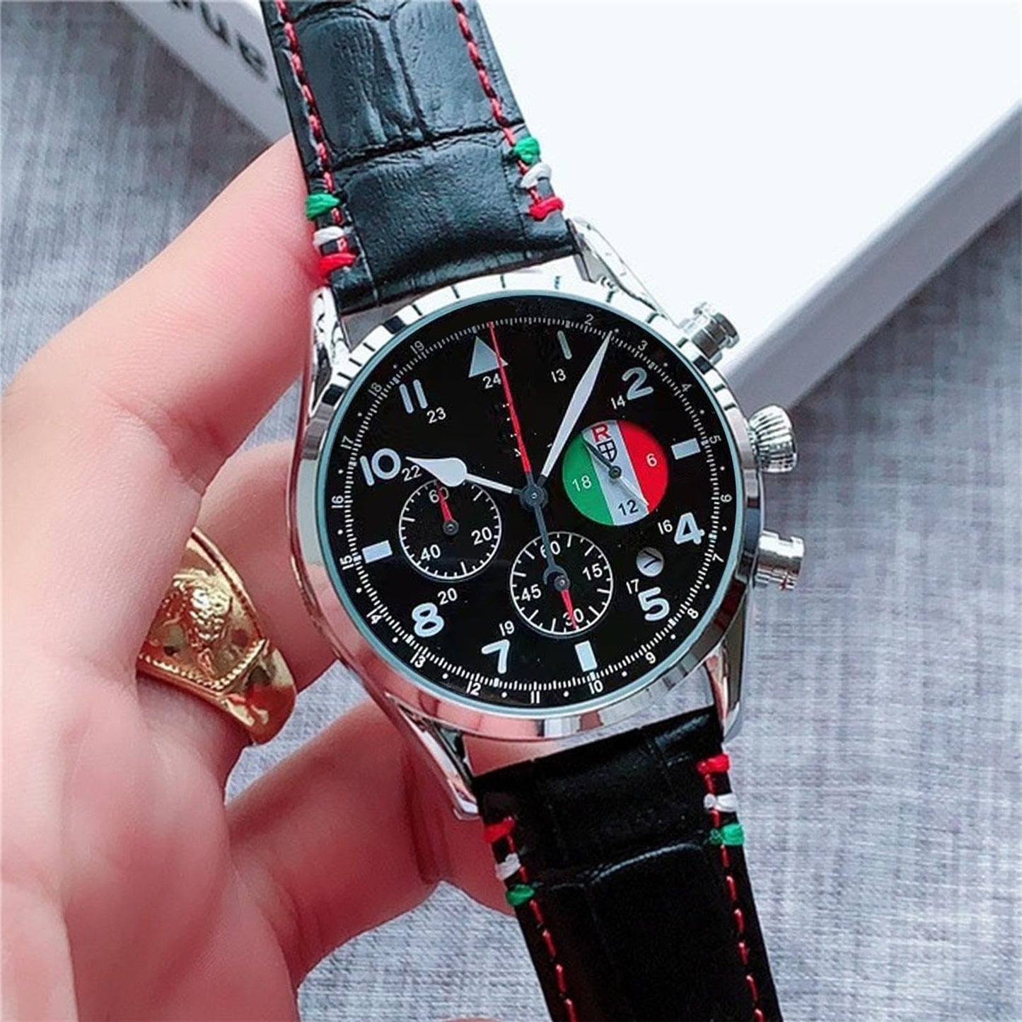 Analog Wristwatch, Mechanical Watch, Automatic Display Waterproof Stylish Men's Timepiece with Leather Strap for Business, Fashion, Calendar and 24-Hour Indication, 43mm Dial