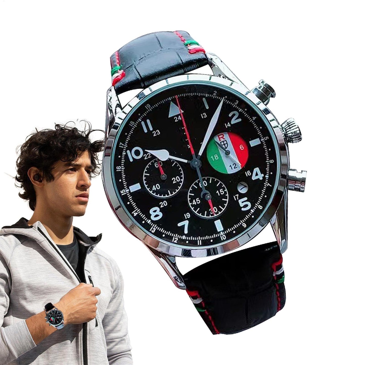 Analog Wristwatch, Mechanical Watch, Automatic Display Waterproof Stylish Men's Timepiece with Leather Strap for Business, Fashion, Calendar and 24-Hour Indication, 43mm Dial