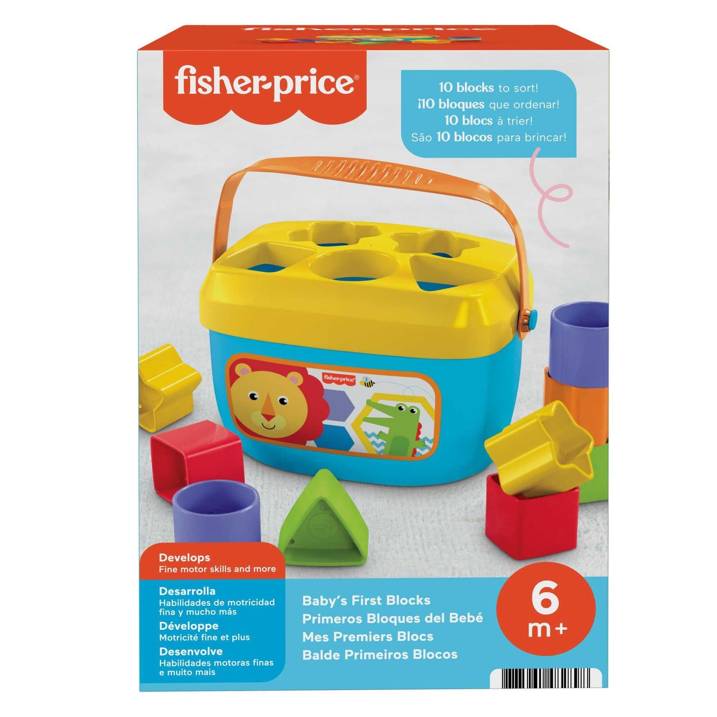 Fisher-Price Baby's First Building Blocks, babyleksak från 6 månader, 9 månader, plug-in-spel från 1 år, motorikleksak från 6 månader, sorteringsspel för baby med sorteringslåda, FFC84