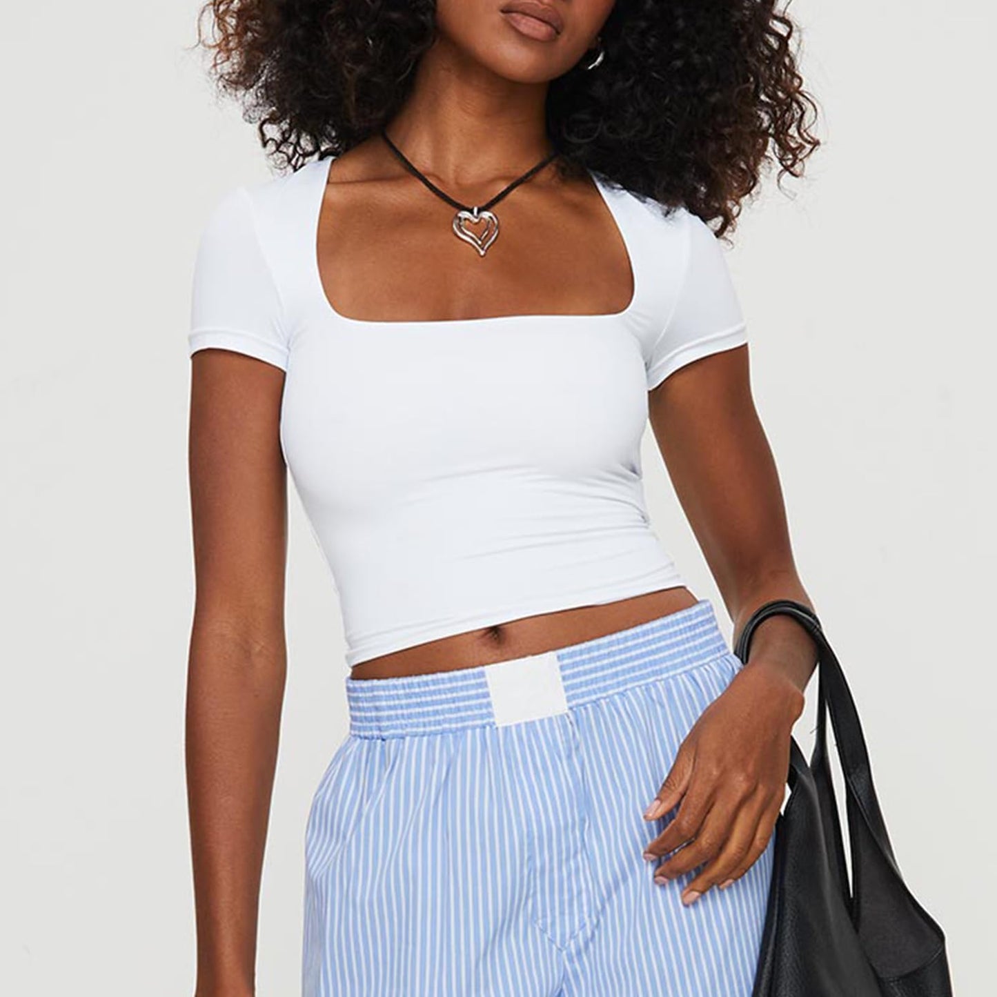 Dam Slim Fit Crop Toppar Casual Enfärgad Rund hals Långärmad Tight T-Shirt Basic Blus Tee Toppar