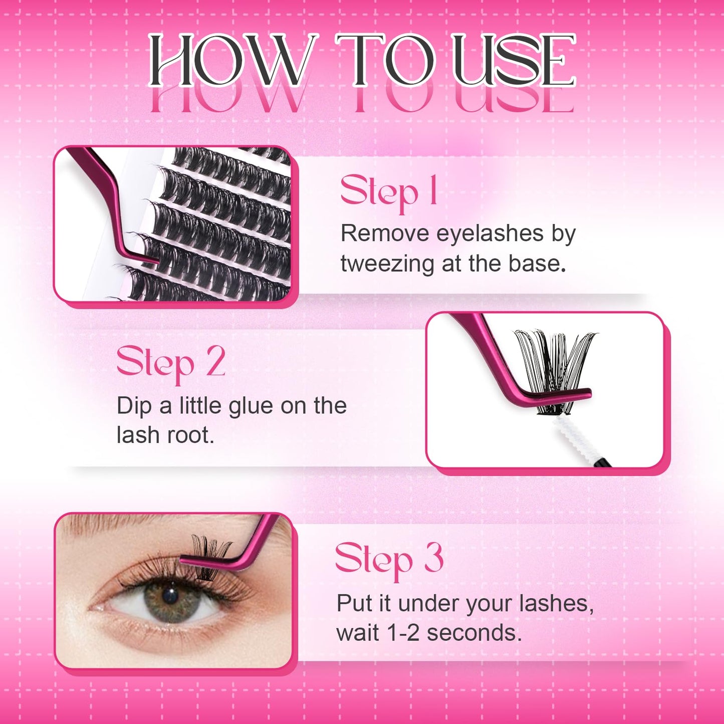 Fadlash Wispy Cluster Lashes DIY individuella fransar 0.07 D Curl 8-16mm 60D fransförlängning återanvändbar mjuk fluffig ögonfransförlängning