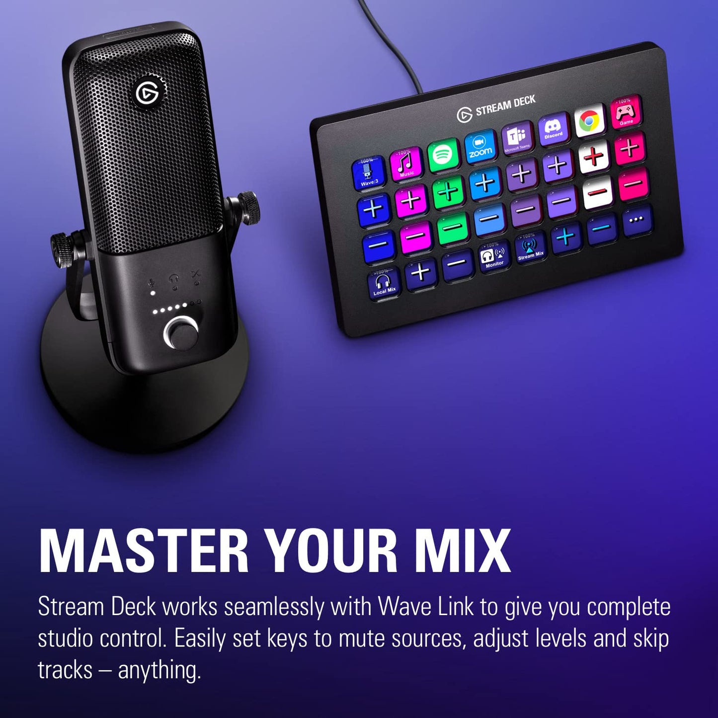 Elgato Wave:3, förstklassig USB-kondensatormikrofon av studiokvalitet, för strömning, poddsändning, spel, hemmakontor, gratis mixerprogramvara, ljudeffekts, anti-distorsion, plug’n’play, Mac, PC