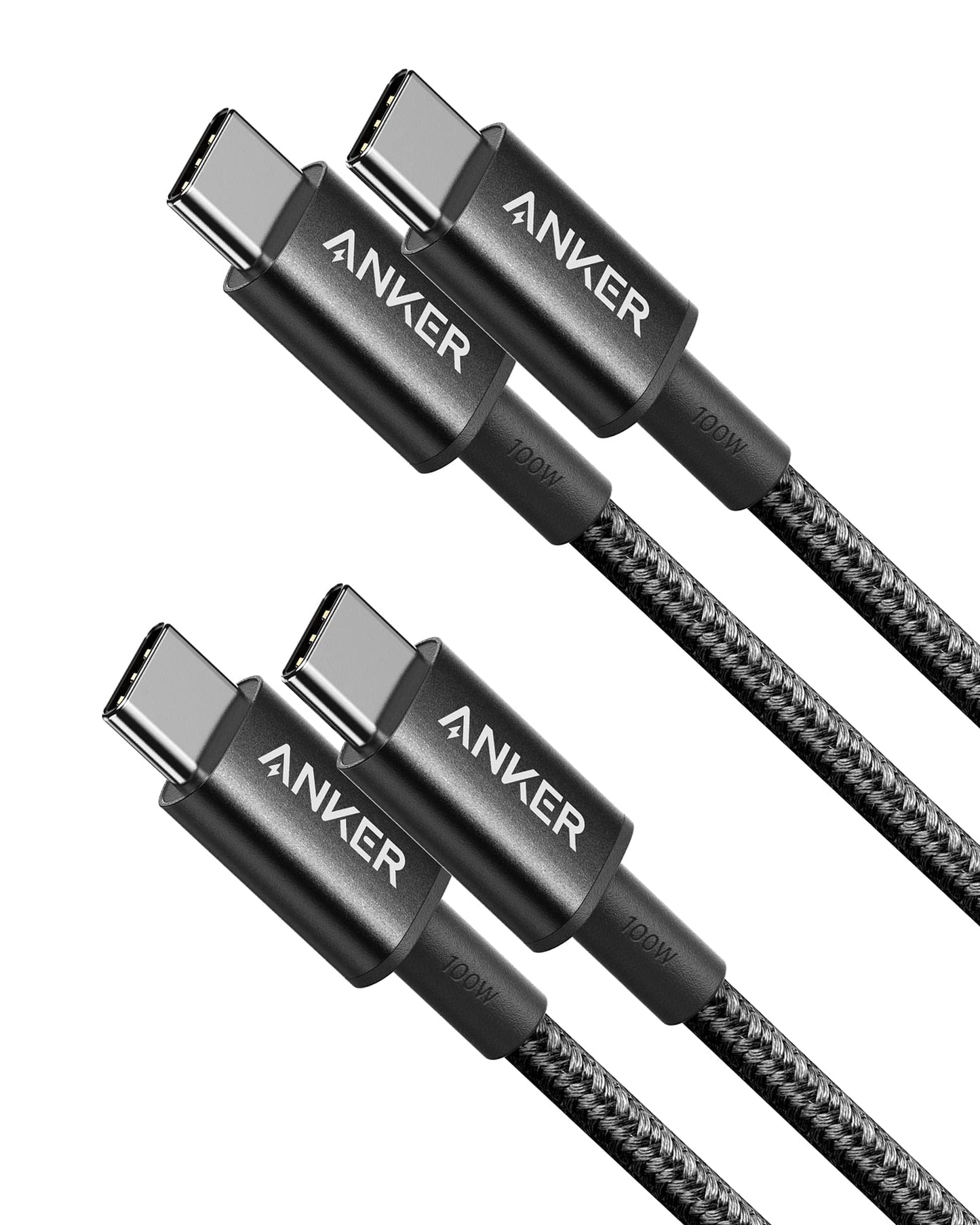 Anker USB C till USB C-kabel, 100W 333 2-pack snabbladdningskablar för iPhone 16/16Pro/16Plus/16ProMax MacBook Pro 2020, iPad Air 4/Pro 2020, Samsung Galaxy S23+/S23 och andra (0,9m+0,9m)
