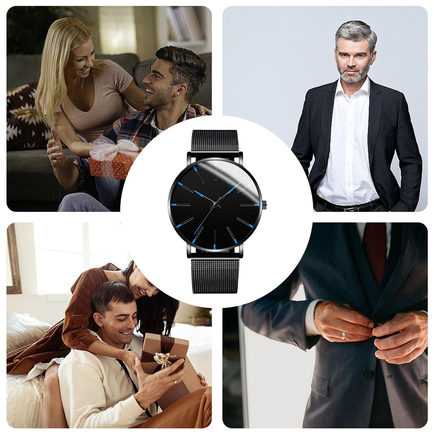 Wrist Watches, Analog Quartz, Sports Chronograph Watch Fashion, Timepiece Stylish Wristwatch Band, Luxury For Men's Business Watch Durable Leather, Battery Included, 1.57in