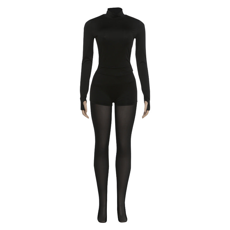 Personalized Street-style Chic Outfit A Tight-fitting Long-sleeve Top And Pants Set