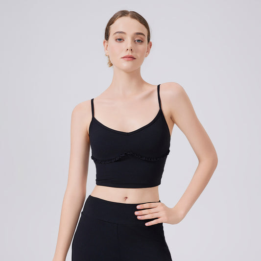Beauty Back Spaghetti Lace Up Lace Yoga Vest