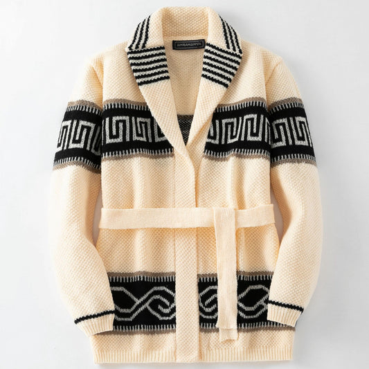 Jacquardstrikket herretrøje/cardigan