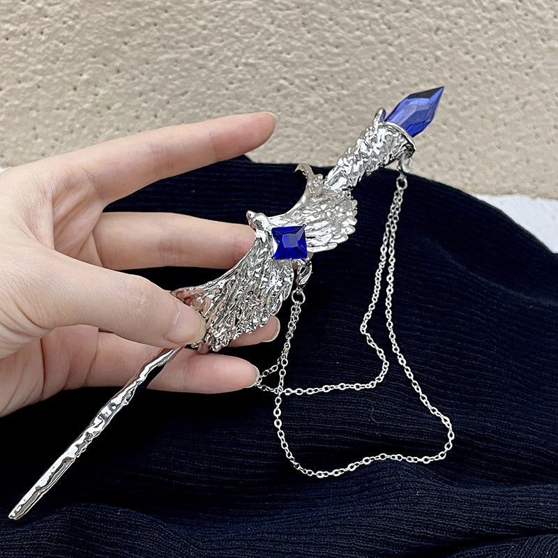 High-grade Design Tassel Hairpin Blue Zircon