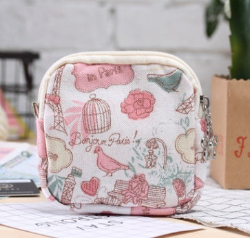 Canvas Coin Purse Cartoon Creative Cloth Storage Bag Sanitary Cotton Bag Aunt Bag Handheld Portable Women Wallet